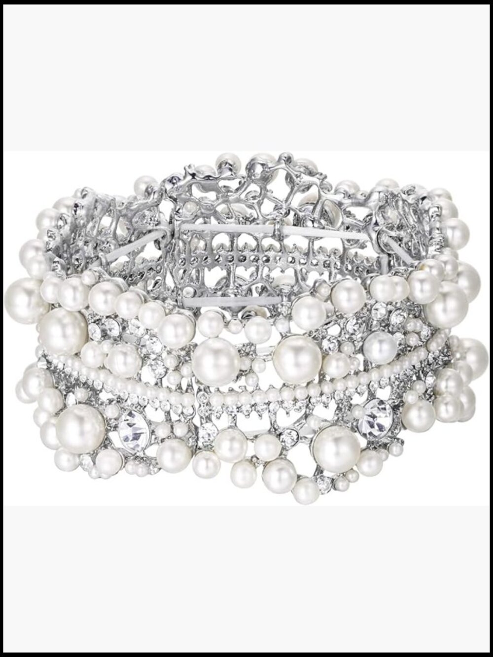 Stretch Pearl Crystal Bracelet Rhinestone Flower Bridal Jewelry Party Gift Boxed